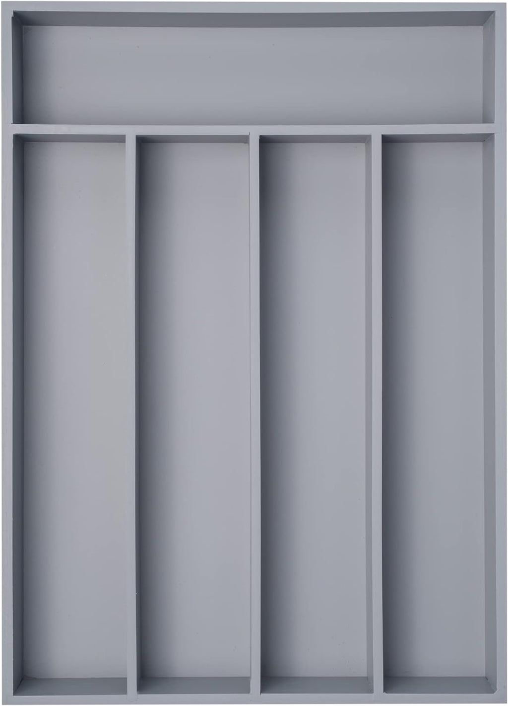 Bamboo Silverware Holder - Drawer Organizer with 5 Slots (Gray)