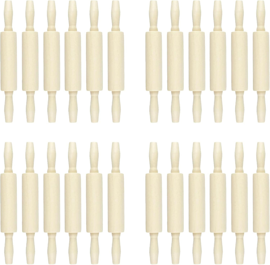 24 Pack Wood Small Rolling Pin for Kids, 7.9 Inch Kids Rolling Pin for Home Kitchen (24)