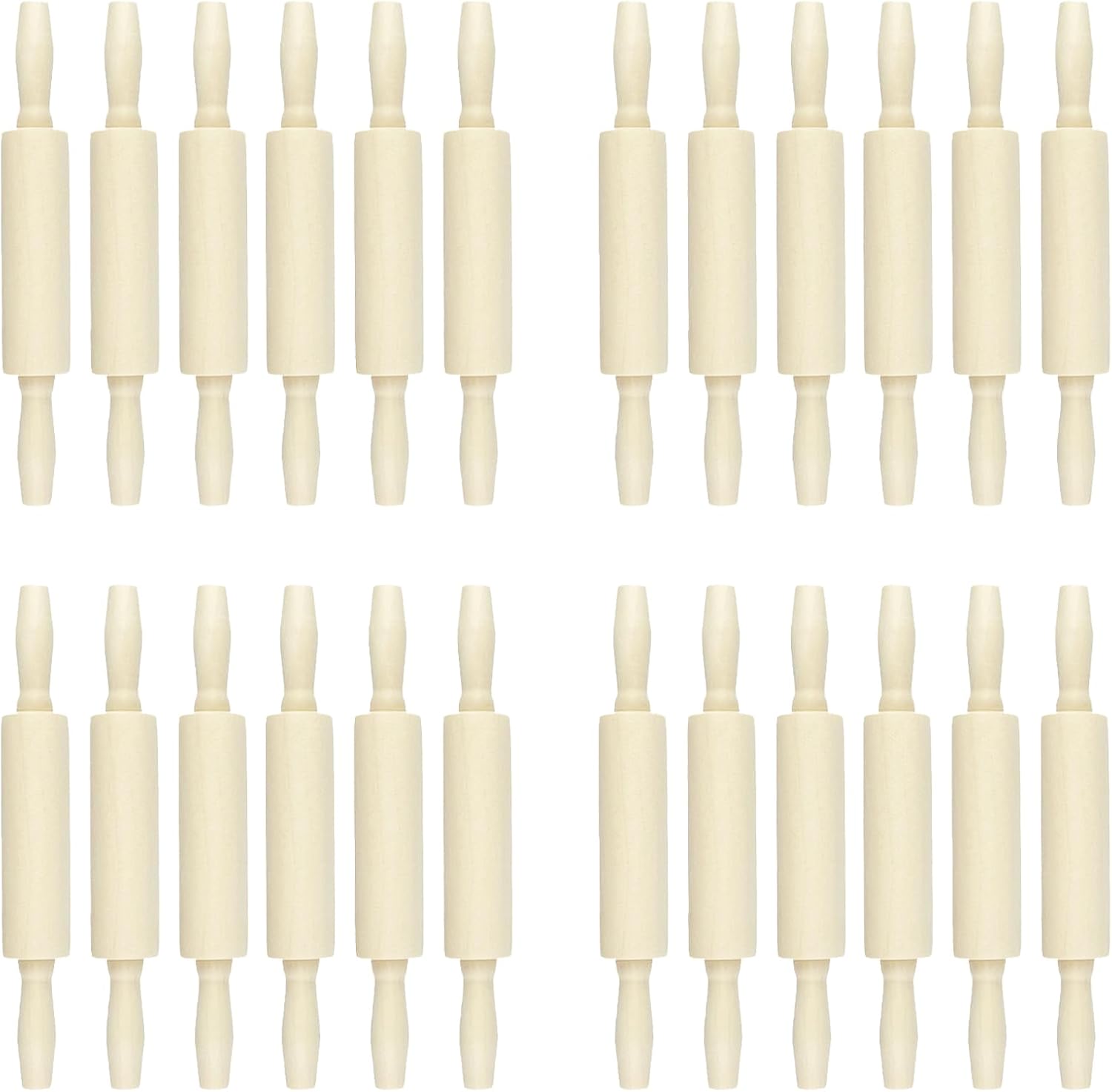 24 Pack Wood Small Rolling Pin for Kids, 7.9 Inch Kids Rolling Pin for Home Kitchen (24)