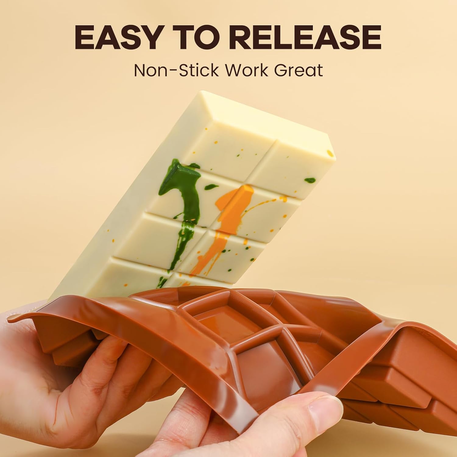 Dubai Chocolate Molds 1 Inch Deep, Silicone Chocolate Bar Mold – Non-Stick, Flexible, Large and Thick Homemade Chocolates, Candies, and Desserts - Set of 1