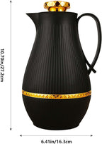 Insulated Thermal Coffee Carafe, 33 oz, Luxury Arabic-Style Insulated Carafe Flask,Coffee Tea Pot,with Spout and Glass Liner for Hot Cold Water,Housewarming Ornaments (Black)