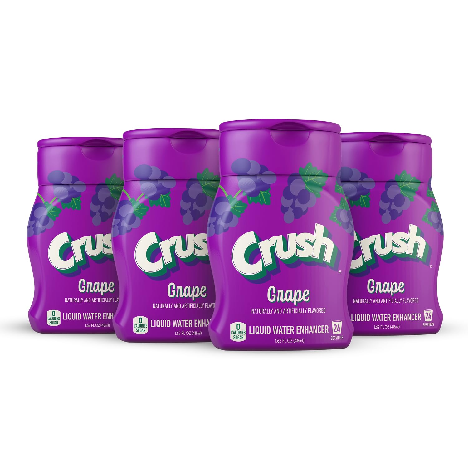 Crush, Grape, Liquid Water Enhancer – New, Better Taste! (4 Bottles, Makes 96 Flavored Water Drinks) – Sugar Free, Zero Calorie