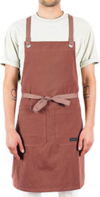 Caldo Crossback Kitchen Apron for Cooking - Mens and Womens Professional Chef or Server Bib Apron - Adjustable Crossback Style - Rustic- Midweight Cotton (Terracotta)