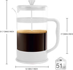 Utopia Kitchen 12 Ounce 0.35 Liter French Press Coffee Maker, Tea Maker, Travel Coffee Presses, Heat Resistant Thickened Borosilicate Coffee Pot for Camping Travel Gifts, White Pack of 1