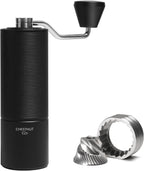 TIMEMORE Chestnut C2S Manual Coffee Grinder Stainless Steel S2C Conical Burr Coffee Grinder, Capacity 25g Hand Coffee Bean Grinder, Double Bearing Positioning, Black