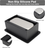 Espresso Knock Box, Coffee Knock Box for Espresso Grounds Disposal, Large Capacity, Equipped with Noise, Reduction Rubber Ring & Steel Holder, Ideal Tool for Espresso Machines, Black (Large)