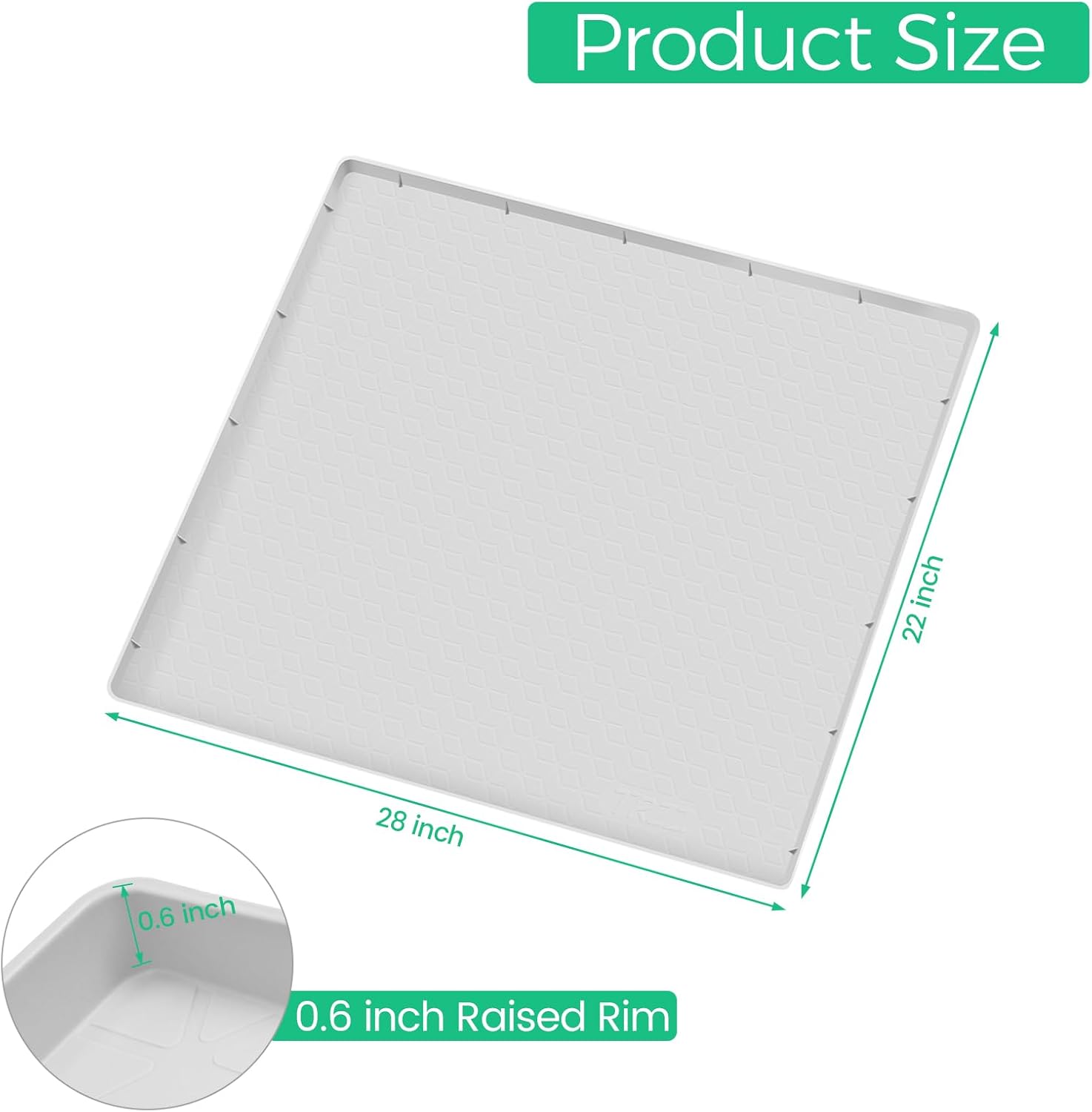 TRZZ Silicone Waterproof Under Sink Mat 28" x 22", Drip Tray and Cabinet Liner for Kitchen and Bathroom, Prevents Water Damage and Organizes Cabinets (Light Grey)