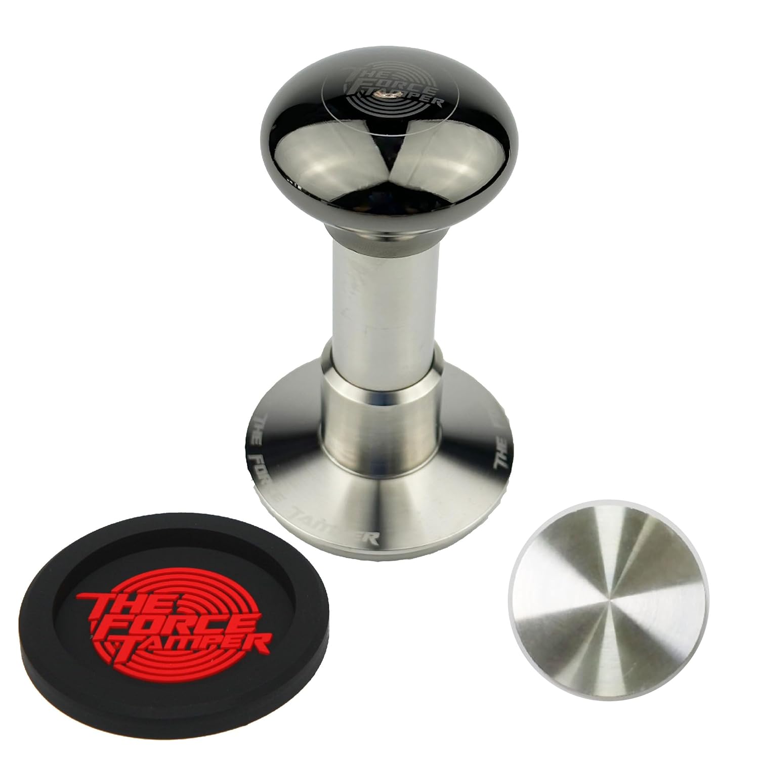 The Force Tamper Automatic Impact Adjustable Constant Pressure and Autoleveling Coffee Tamper Black Mirror Jellyfish AL Handle Set Pro (Standard Set, 54.00mm)