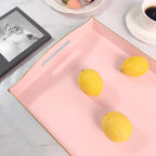 Pink Serving Tray with Handles, Plastic Decorative Tray for Coffee Table, Ottoman - Ideal for Living Room & Bathroom. 15” x 11” x 2.5”