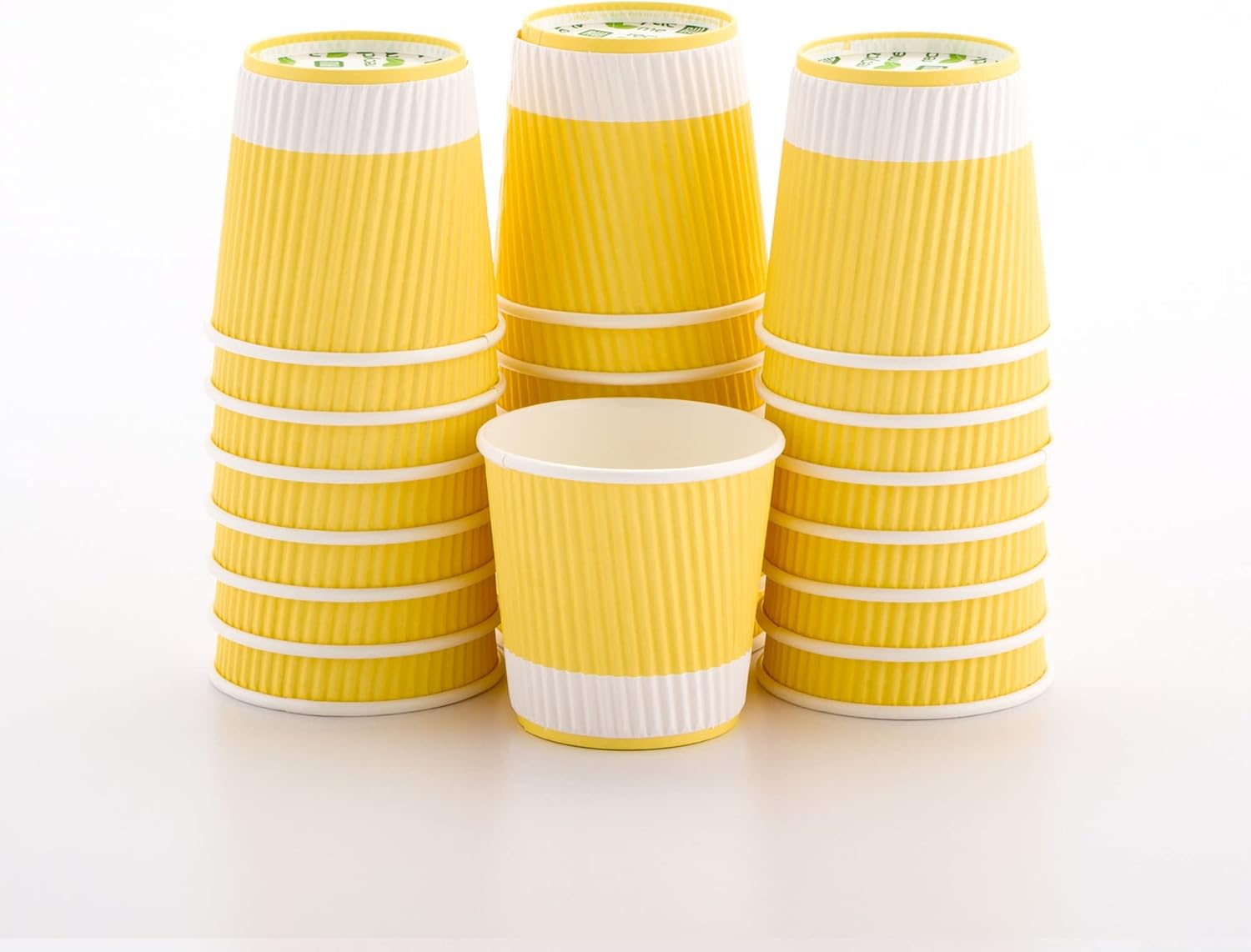 4 oz Light Yellow Paper Coffee Cup - Ripple Wall - 2 1/2" x 2 1/2" x 2 1/4" - 500 count box
