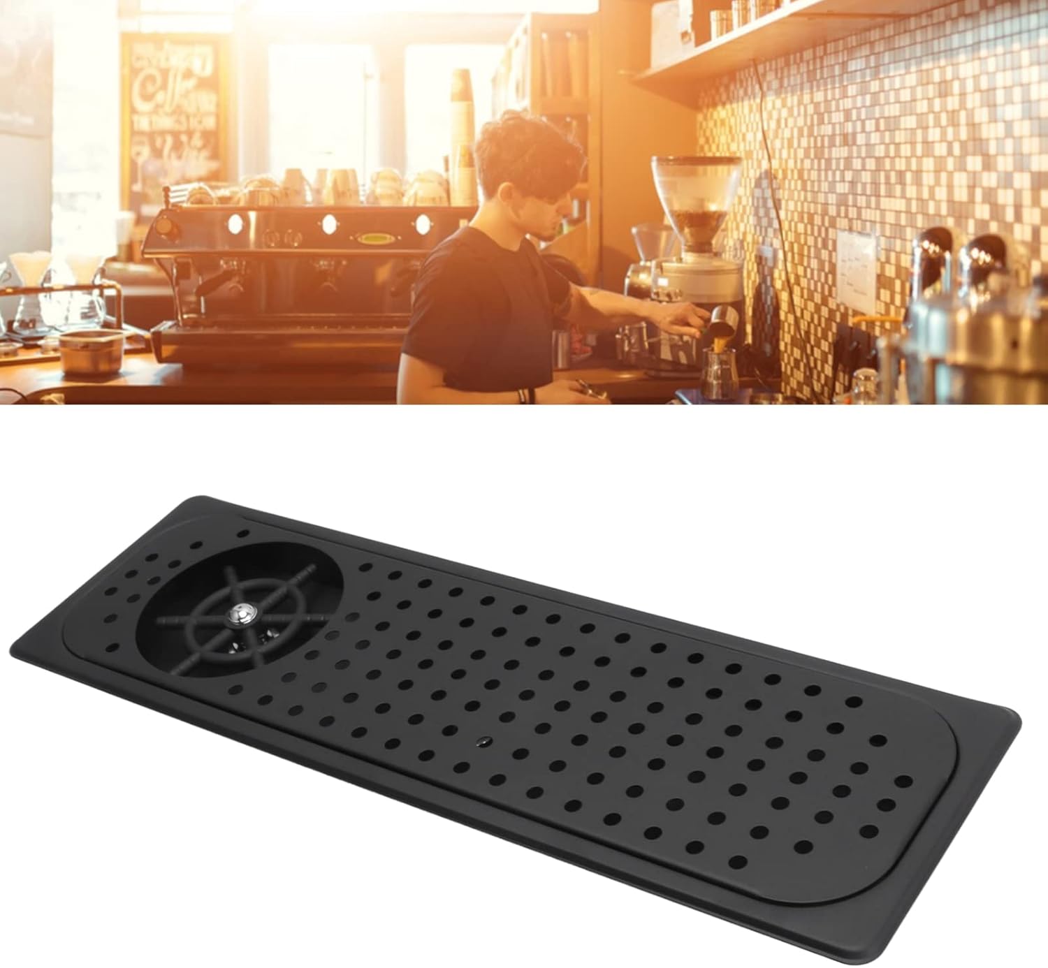 Glass Rinser Cup Washer 304 Stainless Steel Drain Drip Tray Hose Washing Equipment Coffee Shop Bar Glass Sink Rinser (Black B)