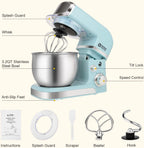 Kitchen in the box Stand Mixer,3.2Qt Small Electric Food Mixer,6 Speeds Portable Lightweight Kitchen Mixer for Daily Use with Egg Whisk,Dough Hook,Flat Beater (Blue)