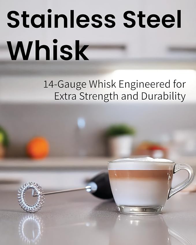 Elementi Drink Mixer Handheld - Electric Stirrer and Powerful Protein Powder Mixer Wand, Easy-to-Use Mini Frother Wand for Quick Delicious Cocktails, Milk Frother and Coffee Stirrers (Sunrise)