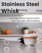 Elementi Milk Frother Wand - Powerful Hand Frother for Coffee - Handheld Electric Whisk, Milk Foamer, Mini Whisk & Coffee Blender for Frappe, Lattes, and Matcha (Mint Green)