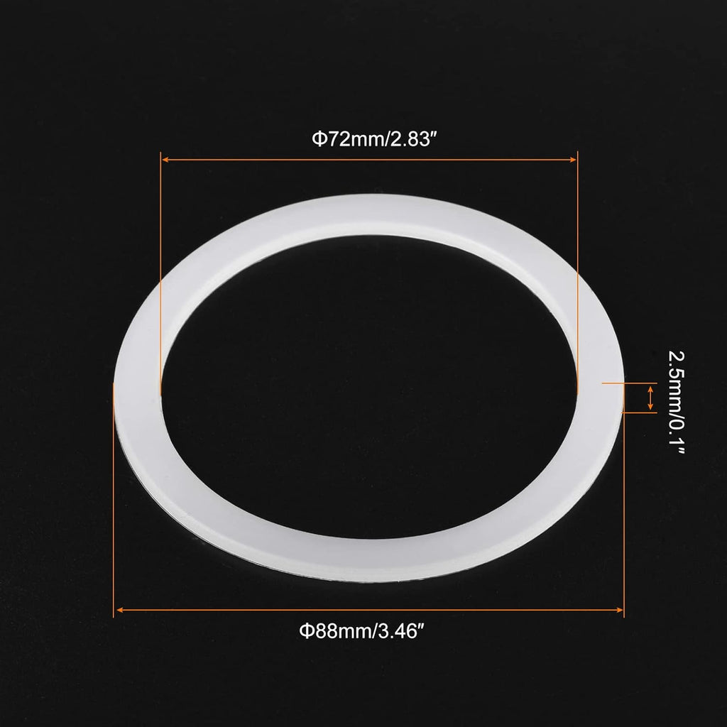 MECCANIXITY Gasket Seal Coffee Maker White Silicone Ring Replacement 72x88x2.5mm for 12-Cup Aluminium Coffee Pot, Pack of 5
