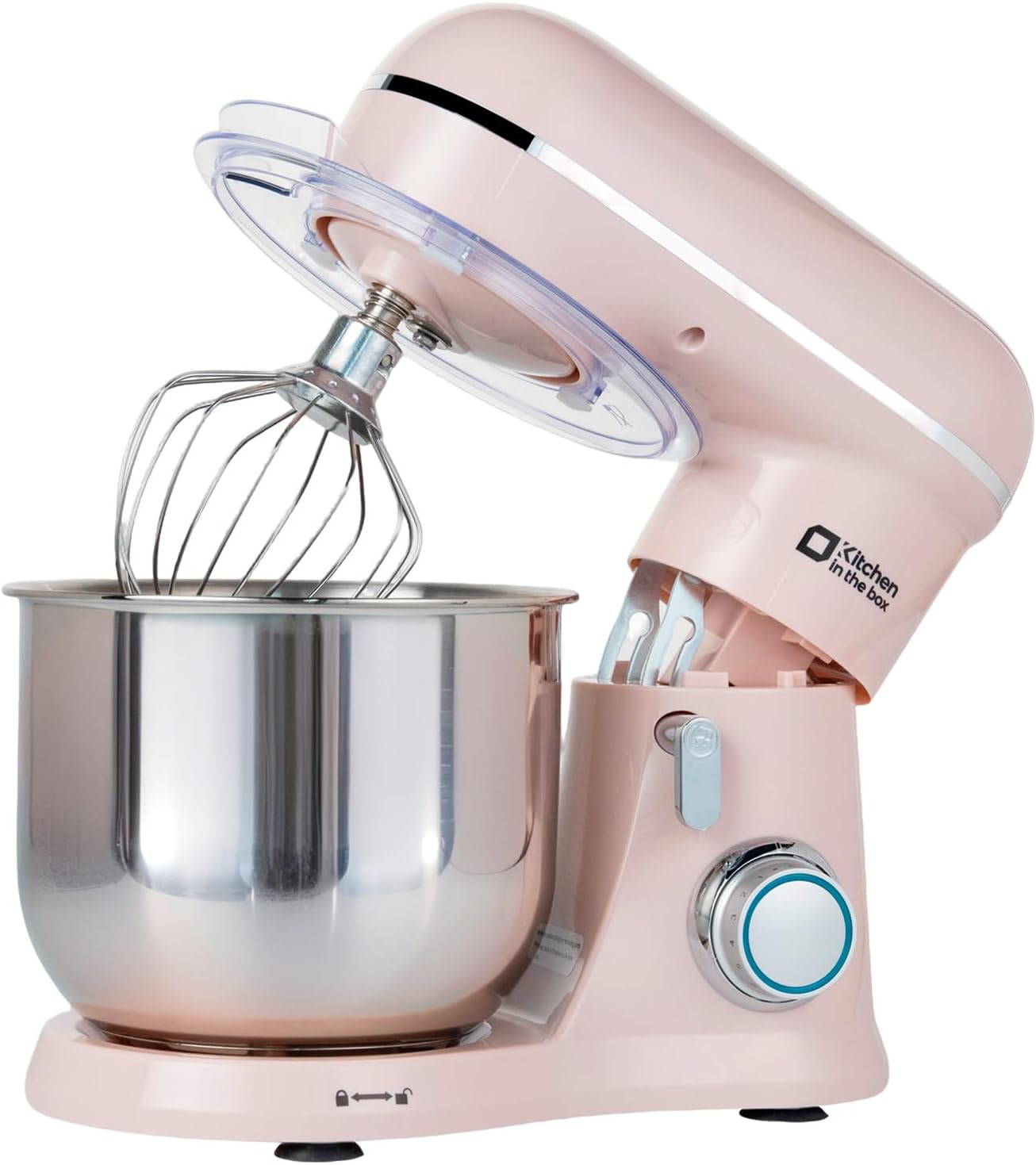Kitchen in the Box Stand Mixer, 3.5 QT Small Electric Kitchen Mixer, 10-Speed Portable Lightweight Food Mixer with Stainless Steel Bowl, Egg Whisk, Dough Hook, Beater (Light Pink)