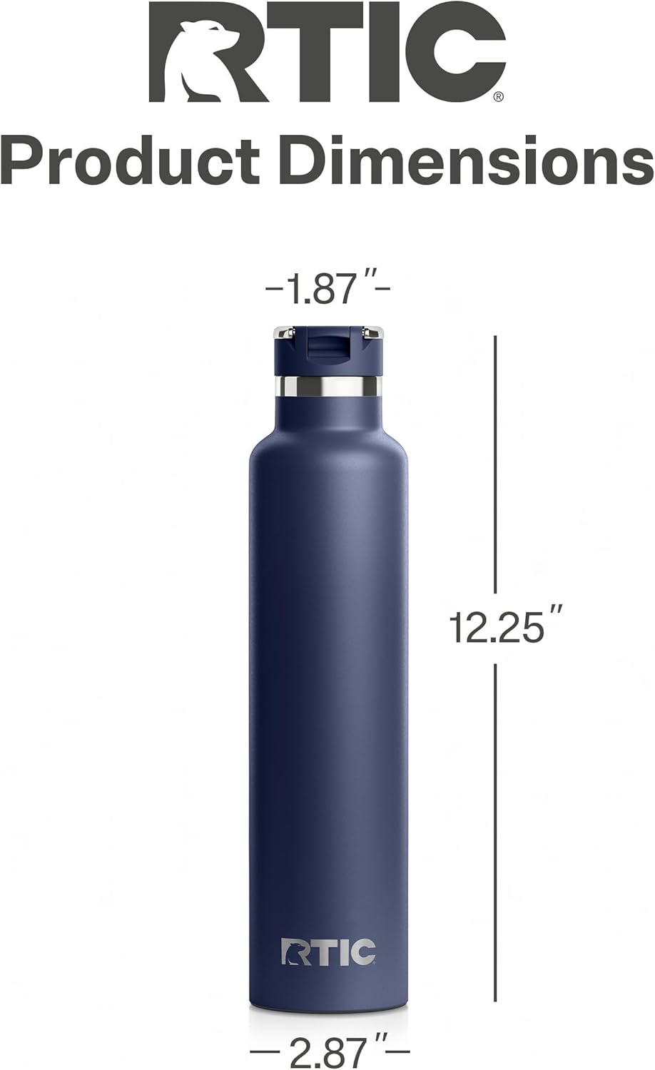 RTIC 26oz Journey Bottle Metal Stainless Steel Vacuum Insulated, BPA Free, Reusable, for Water, Hot and Cold Drinks, Travel, Sports, Camping, Navy