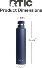 RTIC 26oz Journey Bottle Metal Stainless Steel Vacuum Insulated, BPA Free, Reusable, for Water, Hot and Cold Drinks, Travel, Sports, Camping, Navy