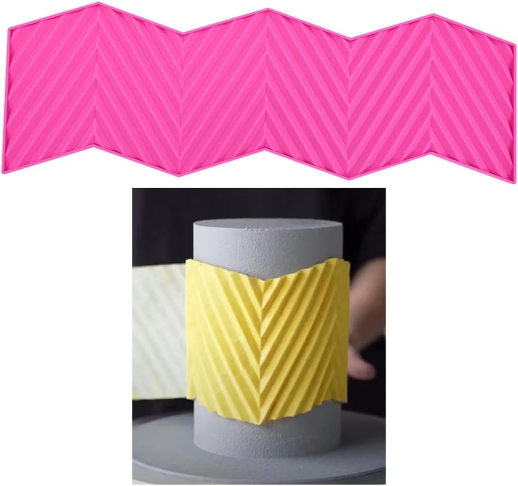 TUKE 3D Diagonal Stripes Design Lace Mat Silicone Mold Silicone Lace Mold Sugar Craft Cake Brim Decoration Tool (L_ Diagonal Stripes)