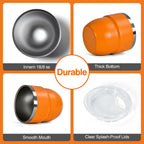 4oz Stackable Cup, Vacuum Insulated Espresso Cup Set of 2, Espresso Shot Glass for Coffee, Double Wall Stainless Steel Mini Tumbler Shot Glasses with Straw and Lid (A-orange2P, 4oz)