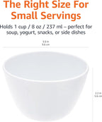 Amazon Basics Round Melamine Bowl, 8 oz, White, 6 Piece Set (Previously AmazonCommercial brand)