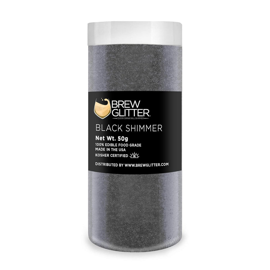 Black Shimmer BREW GLITTER Edible Glitter For Drinks, Cocktails, Beer, Garnish Glitter & Beverages | KOSHER & HALAL Certified | 100% Edible & Food Grade | Vegan, Gluten, Nut Free (50g, Black Shimmer)