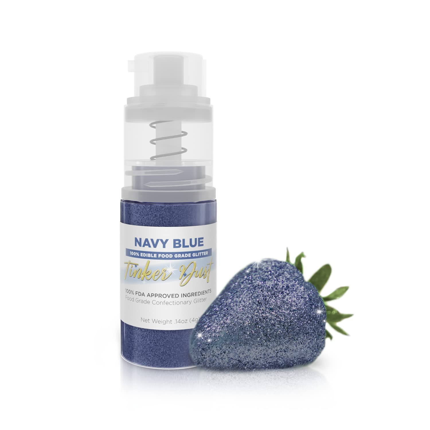 Bakell - Navy Blue Tinker Dust (4g, 1x Mini Spray Pump) Edible Glitter for Food, Desserts, and Beverages!