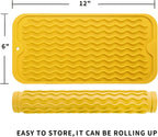 Silicone Dish Drying Mat for Multiple Usage,Easy clean,Eco-friendly,Heat-resistant Silicone Mat for Kitchen Counter or Sink,Refrigerator or Drawer Liner Yellow S 12 inches x 6 inches