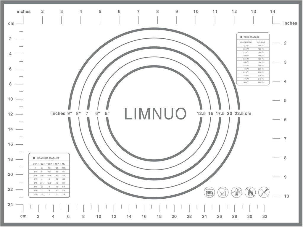 Silicone Pastry Mat Extra Thick Non Stick Baking Mat, Fondant Mat,Counter Mat,Dough Rolling Mat, Oven Liner, Pie Crust Mat