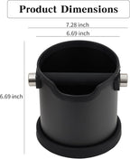 Coffee Tapping Box, Stainless Steel Espresso Floor Container, Waste Coffee Bucket, Barista, And Anti Slip Base Coffee Tools (Black)
