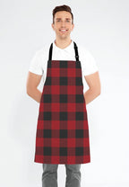 Black and Red Buffalo Plaids Bib Apron with Adjustable Neck for Men Women,Suitable for Home Kitchen Cooking Waitress Chef Grill Bistro Baking Apron