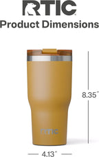 RTIC 30oz Essential Tumbler with Lid, Insulated, Stainless Steel, Metal, Double Wall Vacuum-Insulation, Ceramic Lined, Travel Cup for Iced Coffee, Tea, Hot and Cold Drink, Harvest