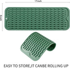 Silicone Dish Drying Mat for Multiple Usage,Easy clean,Eco-friendly,Heat-resistant Silicone Mat for Kitchen Counter,Sink,Bar,Bottle,or Cup Green M 17 inches x 6 inches