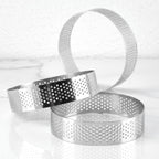 Guowall Stainless Steel Round Tart Ring Metal Perforated Cake Mold Pastry Molud for Circle Tartlet French Dessert Small Fruit Tarte Crust (6pcs)