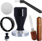 51mm Espresso Tamper Set, 5PCS Coffee Tamper Kit with WDT Tool, Coffee Stirrer, Dosing Funnel, Puck Screen 51mm Espresso Accessories Tampers Kit (Black)