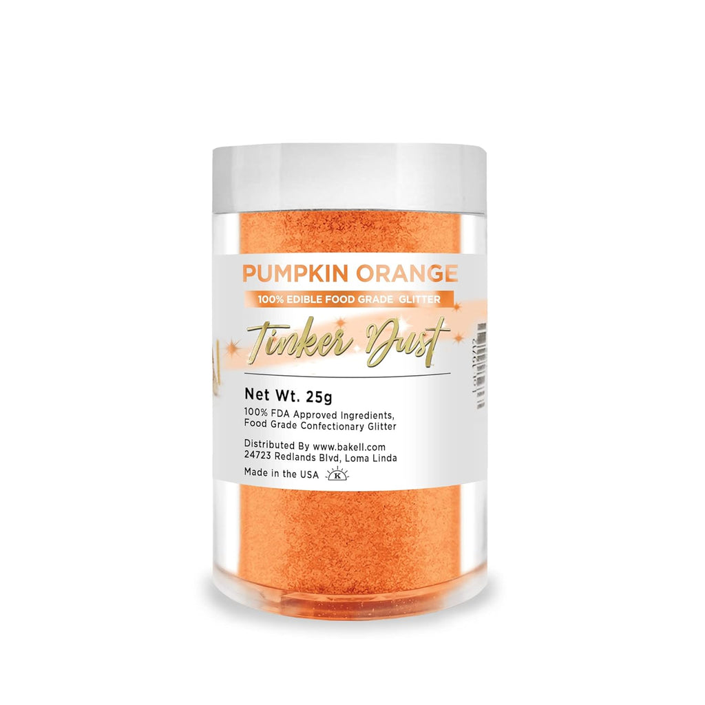 Tinker Dust - Pumpkin Orange (25g 1x Jar) | Edible Glitter for Cakes, Cupcakes, Cake Pops, Drinks, Desserts by Bakell