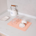 Silicone Dish Drying Mat for Multiple Usage,Easy clean,Eco-friendly,Heat-resistant Silicone Mat for Kitchen Counter or Sink,Refrigerator or drawer liner Pink L 16 inches x 12 inches