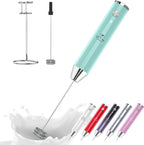 Zulay Kitchen Lux Rechargeable Milk Frother Handheld - Powerful 2-Speed Motor, Fully Waterproof, 2000mAh Battery - Drink Mixer For Latte, Cappuccino, Matcha, Protein Powder - Sky Blue