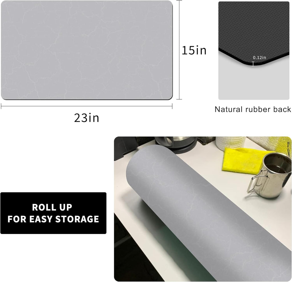 Golener Coffee Bar Mat - Under Coffee Maker Pad, Tray Mats Under Cafe Machine, Rubber Absorbent Mat, Under Appliance Mats, Dish Drying Matt, 23"x15", Marble Gray