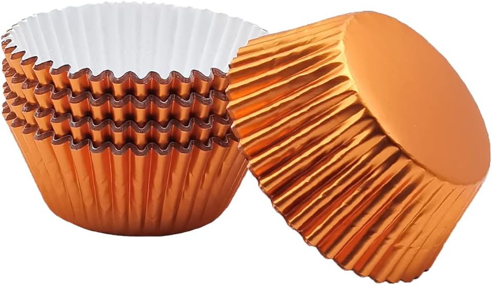 Standard Orange Foil Cupcake Liners Muffin Baking Cups for Party and More, 100-Count