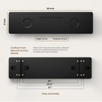 Tinamo Black Bathtub Caddy Tray Table | 35x9x2.5 Inch Large Bath Tub Tray Wooden | Anti-Tipping, Sustainable Tub Tray for Bathtub | Bathtub Accessories Holders for Bathtub (Acacia Wood)