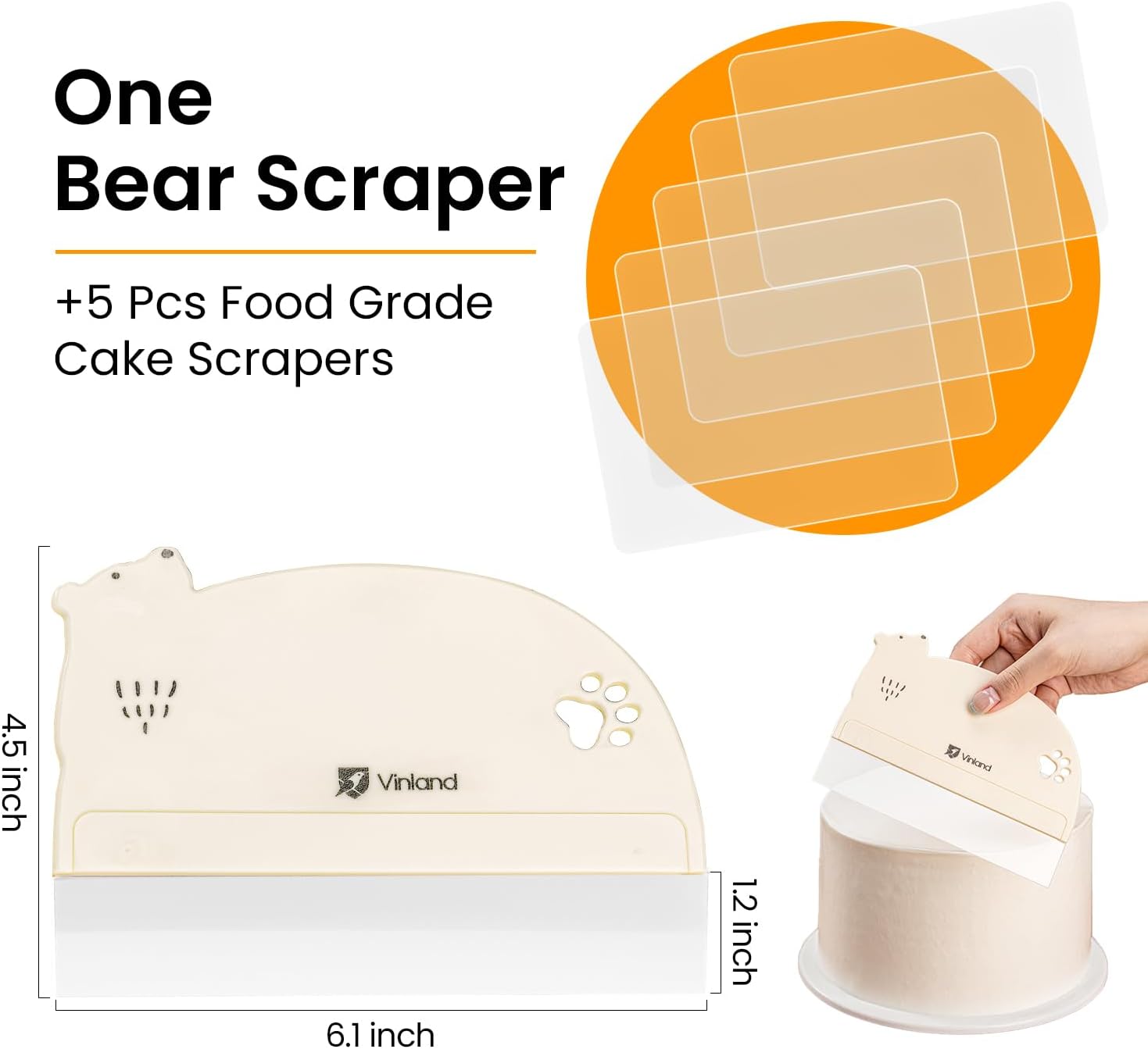 1 Pcs Cake Smoother Scraper, Cake Decorating Supplies, Food-Grade Transparent Flexible PE Plastic Cake Scraper‌ - Designed for bread and cake decoration (4 pcs Scrapers Included, Non-Installable)