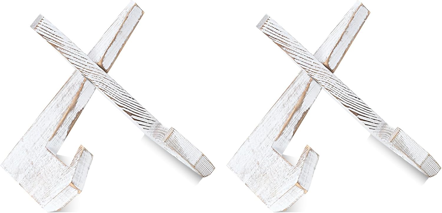 Plate Stand for Display, 6.5 Inch Picture Frame Holder Wooden, for Cook Book Decorative TableTop Art Easels Platter, 2 Pack (White)