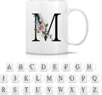 Retreez Initial A-Z Floral Botanical Bouquet Alphabet Monogrammed Monogram Mug 11 Oz Ceramic Tea Coffee Mugs - Appreciation Thank You Wedding Birthday Gifts for her friend coworker sister - M Initial