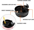 HAUSHOF 24 oz Travel Mug, Stainless Double Wall Vacuum Insulated Tumbler with Handle & Spill Proof Twist On Flip Lid and Wide Mouth, BPA Free (Pink)