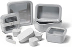 Caraway 14pc Glass Food Storage Container Set - Easy to Store, Non Toxic Lunch Box - with Glass Lids - Includes Storage Organizer & Dot & Dash Inserts - Gray