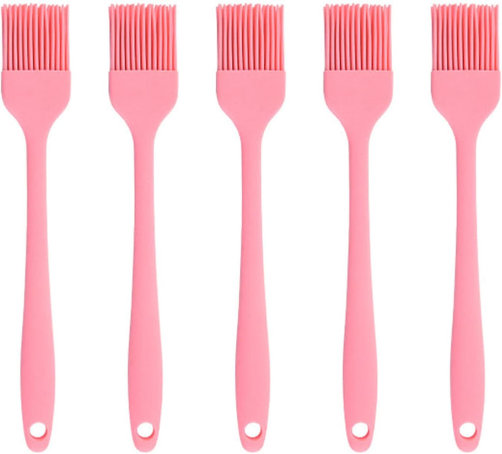 Silicone brush, Oil Brush for BBQ Kitchen Cooking Baking and Grilling (5 PCS,pink)