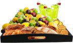 DILLMAN Serving Tray Large Black Wood Rectangle Food Tray Butler Tray Breakfast Tray with Handles (Large)