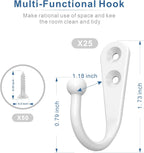 25PCS Wall Hooks | Hooks for Hanging | Wall Hooks for Hanging | Coat Hooks | Hooks for Hanging Heavy Duty | Wall Hangers with 50 Pieces Screws（White）