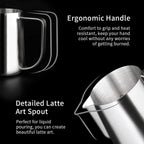 watchget Milk Frothing Pitcher 250ml/8oz Stainless Steel Espresso Steaming Pitcher Milk Coffee Cappuccino Latte Art Barista Steam Jug Espresso Frother Cup, Silver